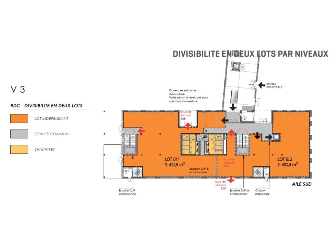Location bureaux 1954 m² divisibles à partir de 402 m²