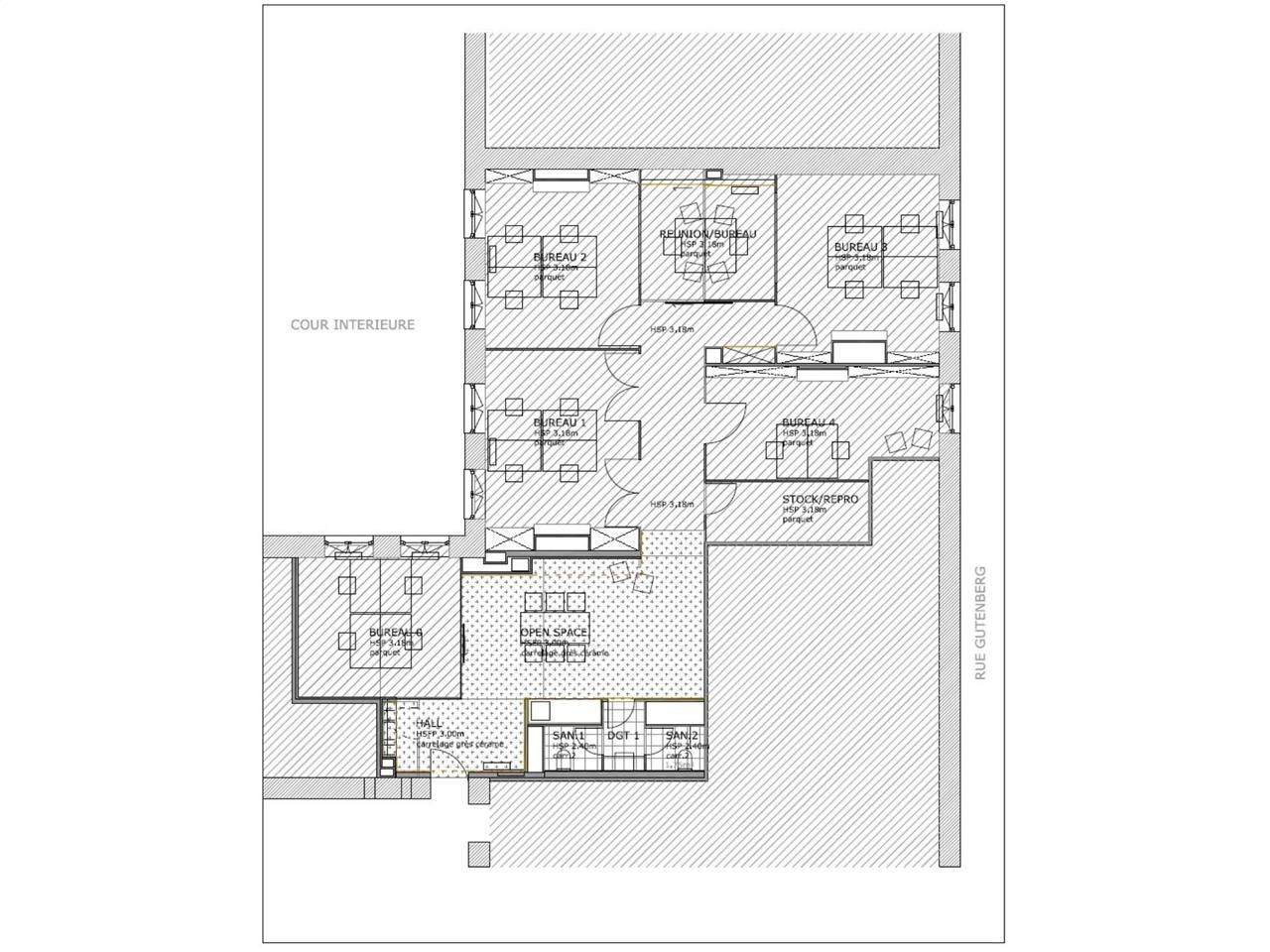 Location bureaux 160 m² non divisibles