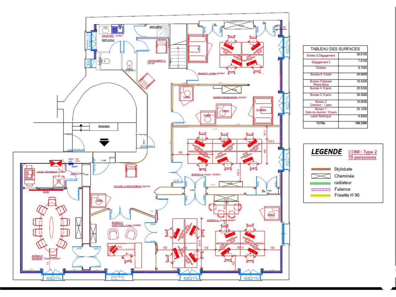 Location bureaux 257 m² non divisibles
