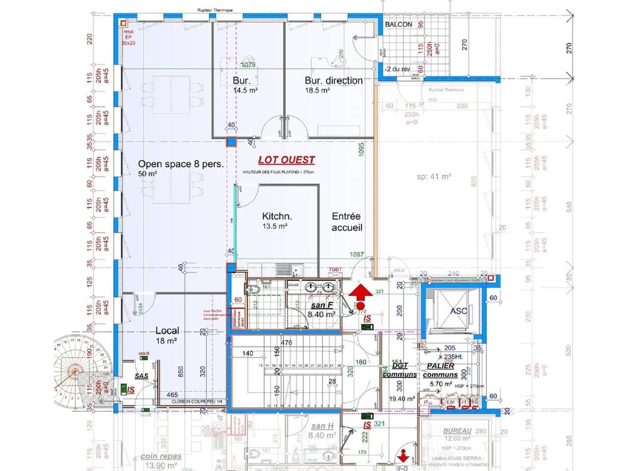 Location bureaux 166 m² non divisibles
