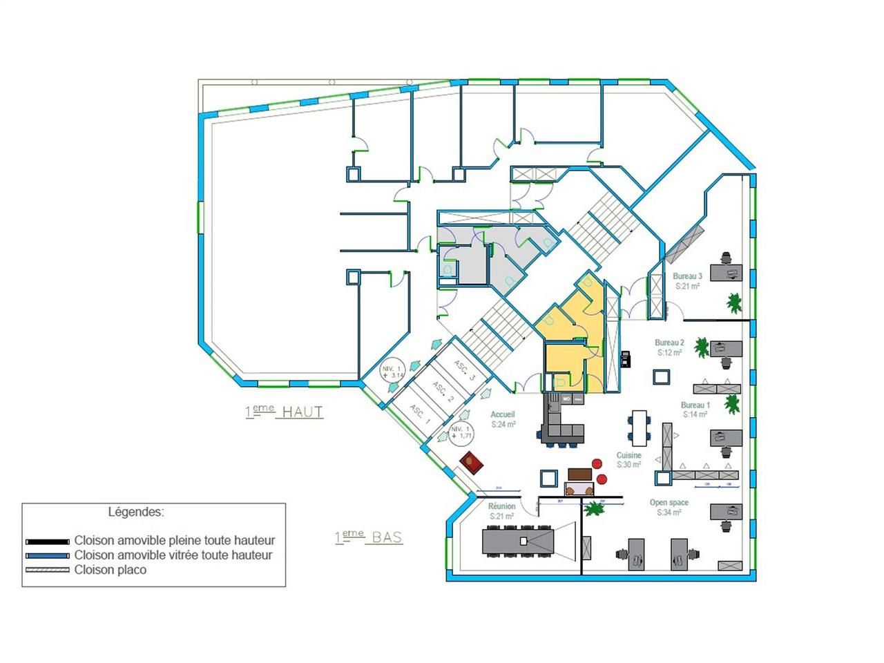 Location bureaux 220 m² non divisibles