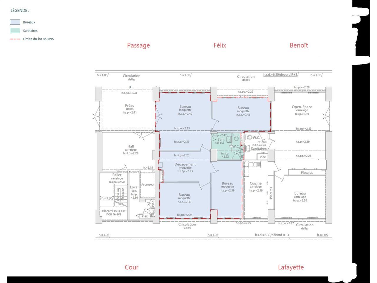 Location bureaux 190 m² divisibles à partir de 86 m²