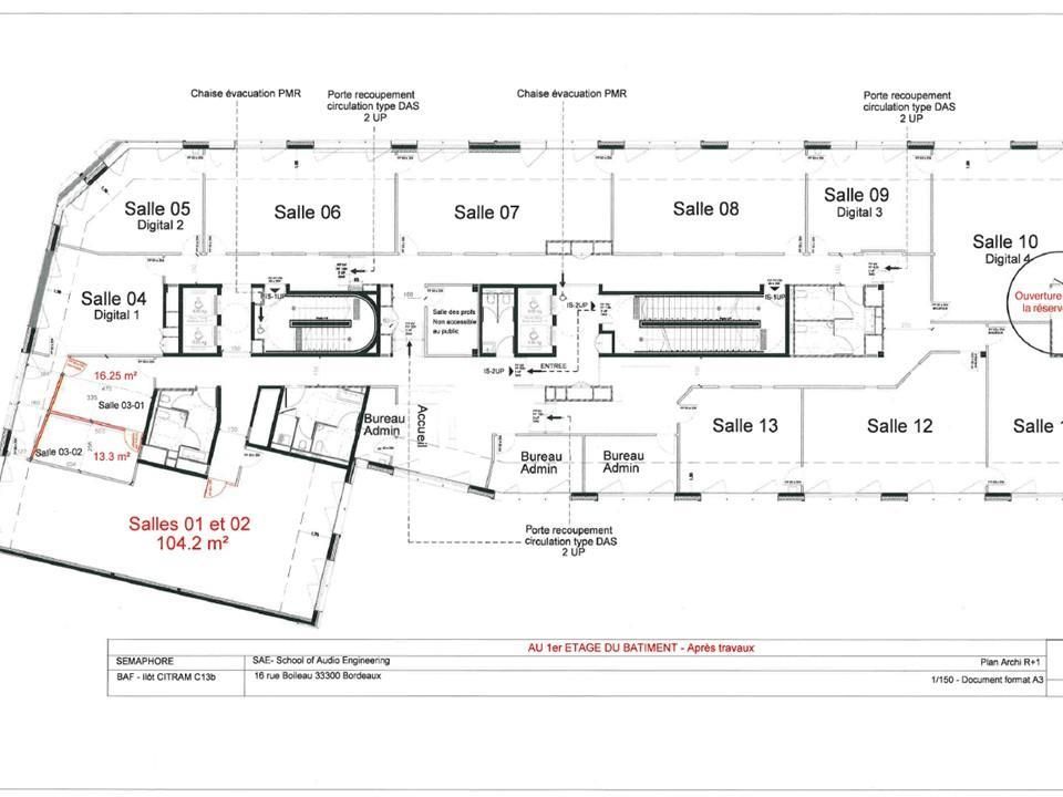 Location Bureaux 1110 m² divisibles 33300 Bordeaux