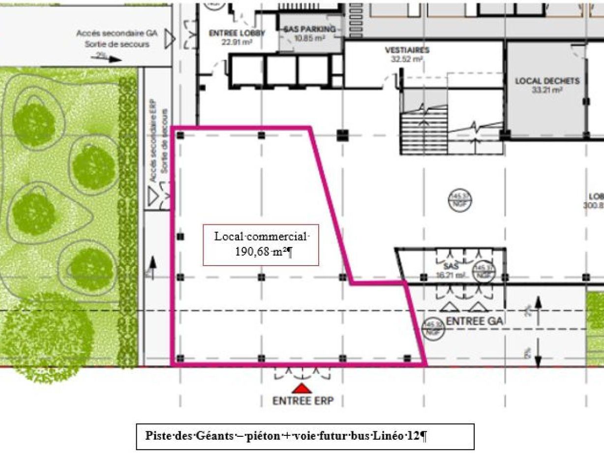 Location Local commercial 191 m² non divisibles 31400 Toulouse