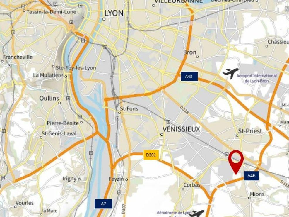 Location Entrepôts classe A 10584 m² non divisibles 69780 Mions