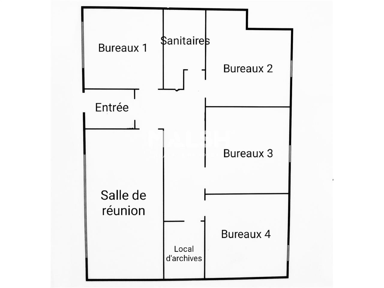 Location bureaux 92 m² non divisibles