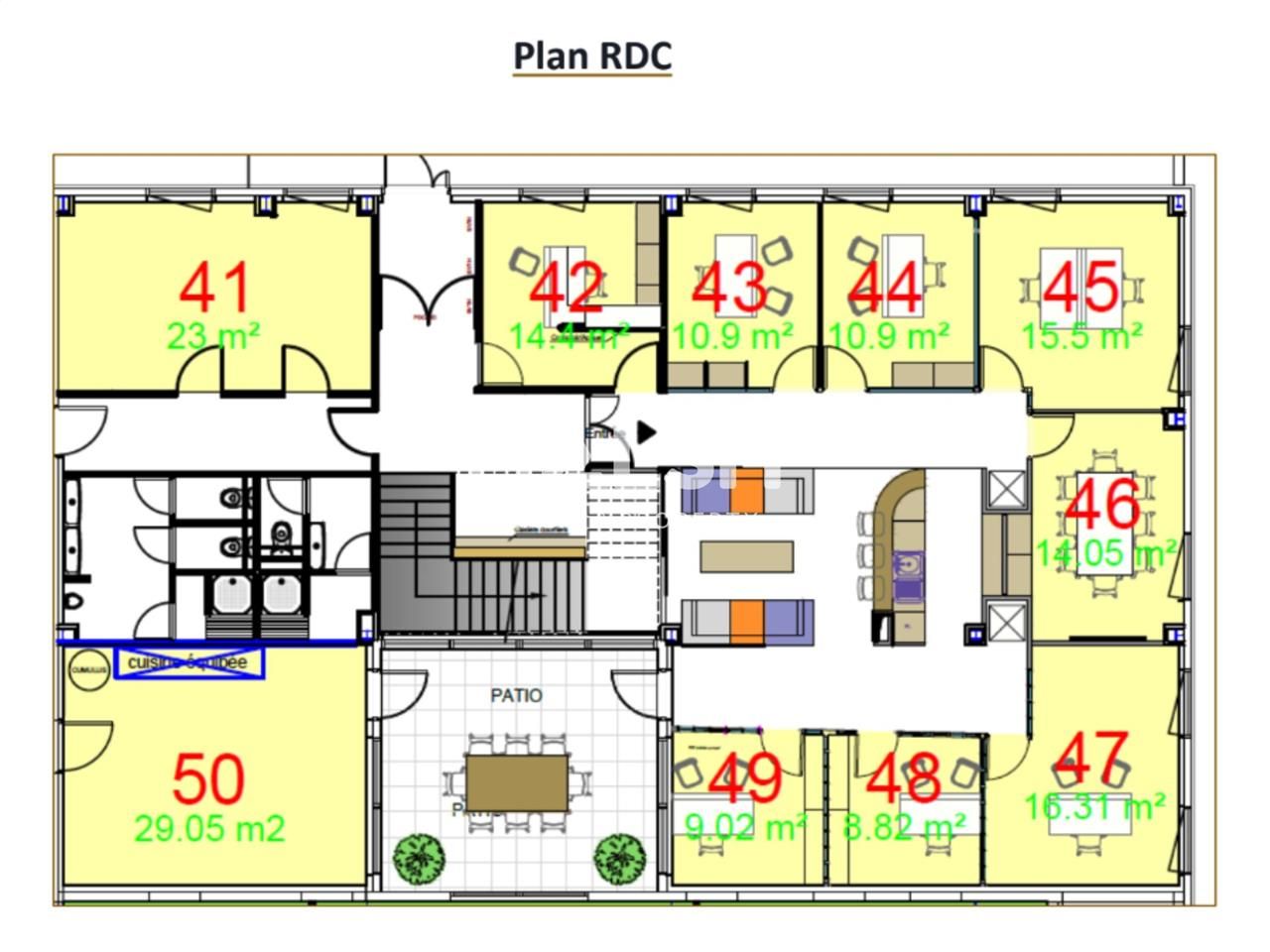 Location bureaux 295 m² divisibles à partir de 9 m²