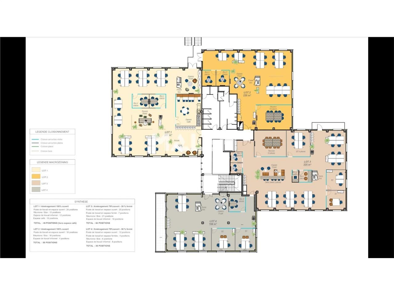 Vente bureaux 1477 m² divisibles à partir de 164 m²