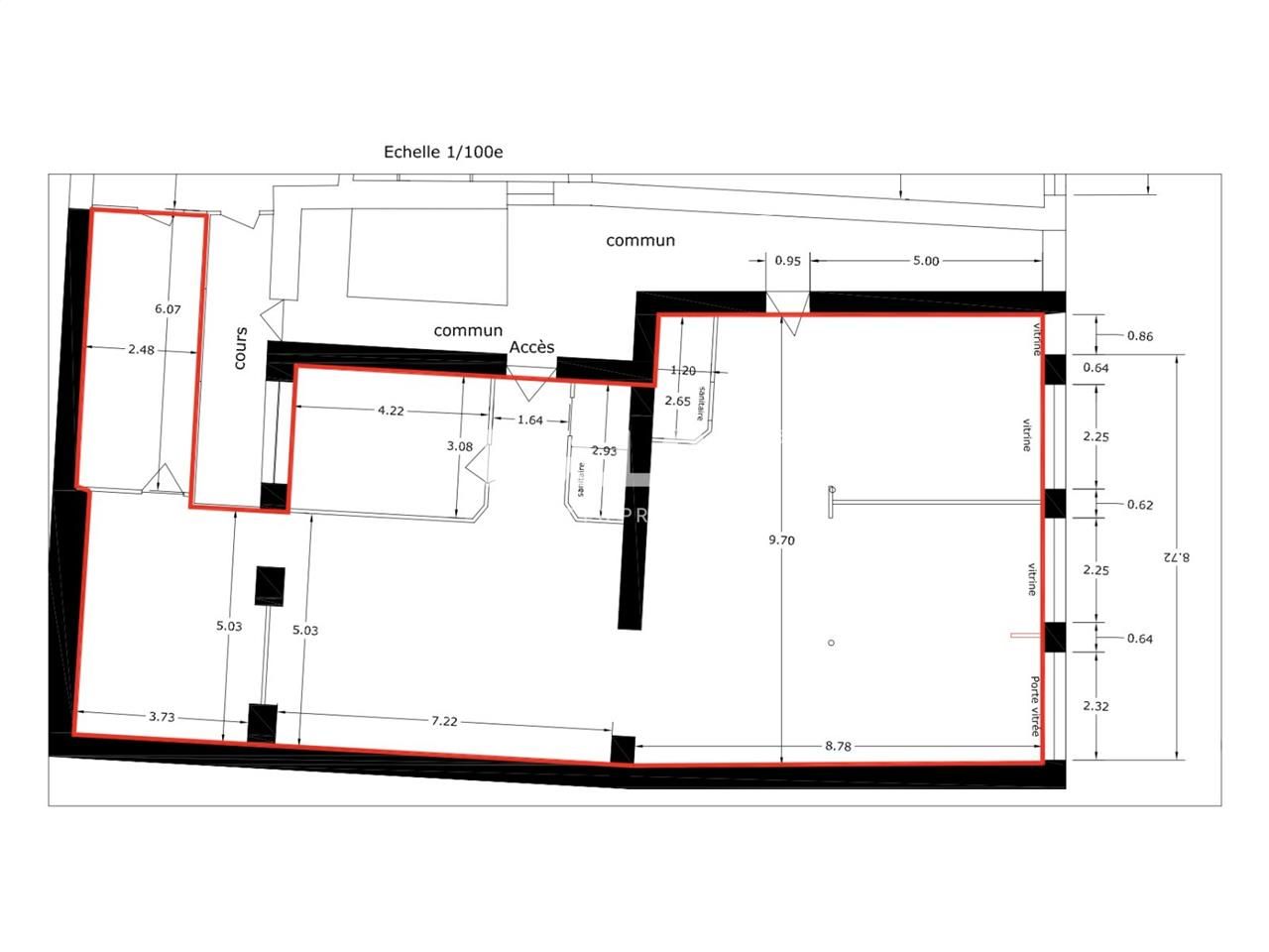 Location bureaux 183 m² non divisibles