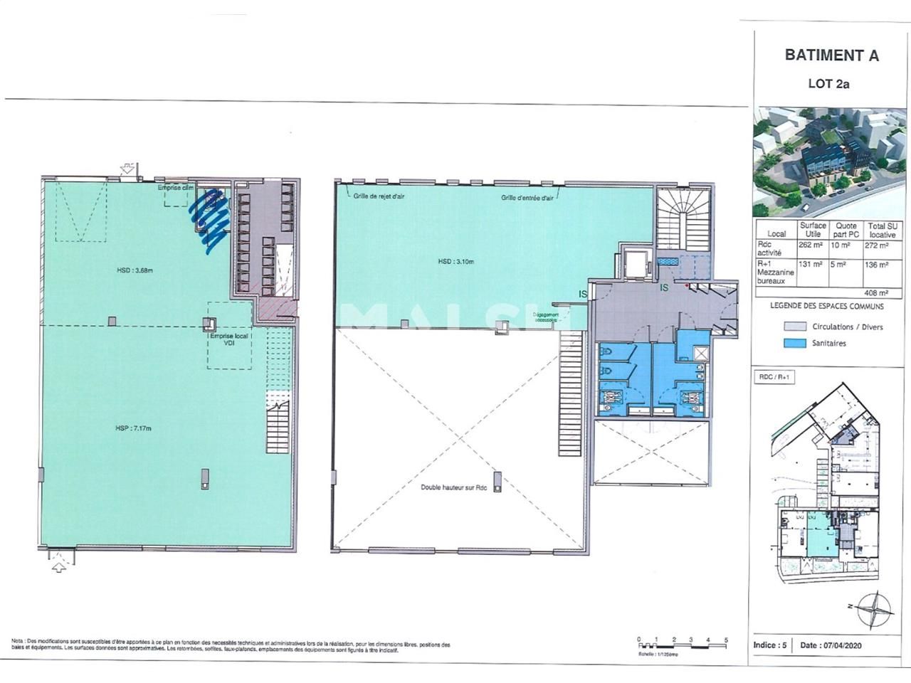 Location entrepots 408 m² non divisibles