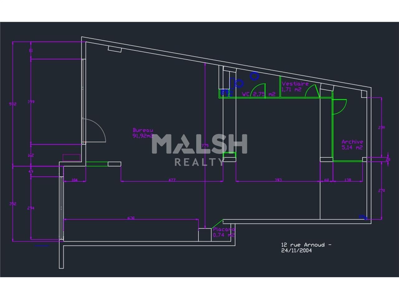 Vente locaux commerciaux 105 m² non divisibles
