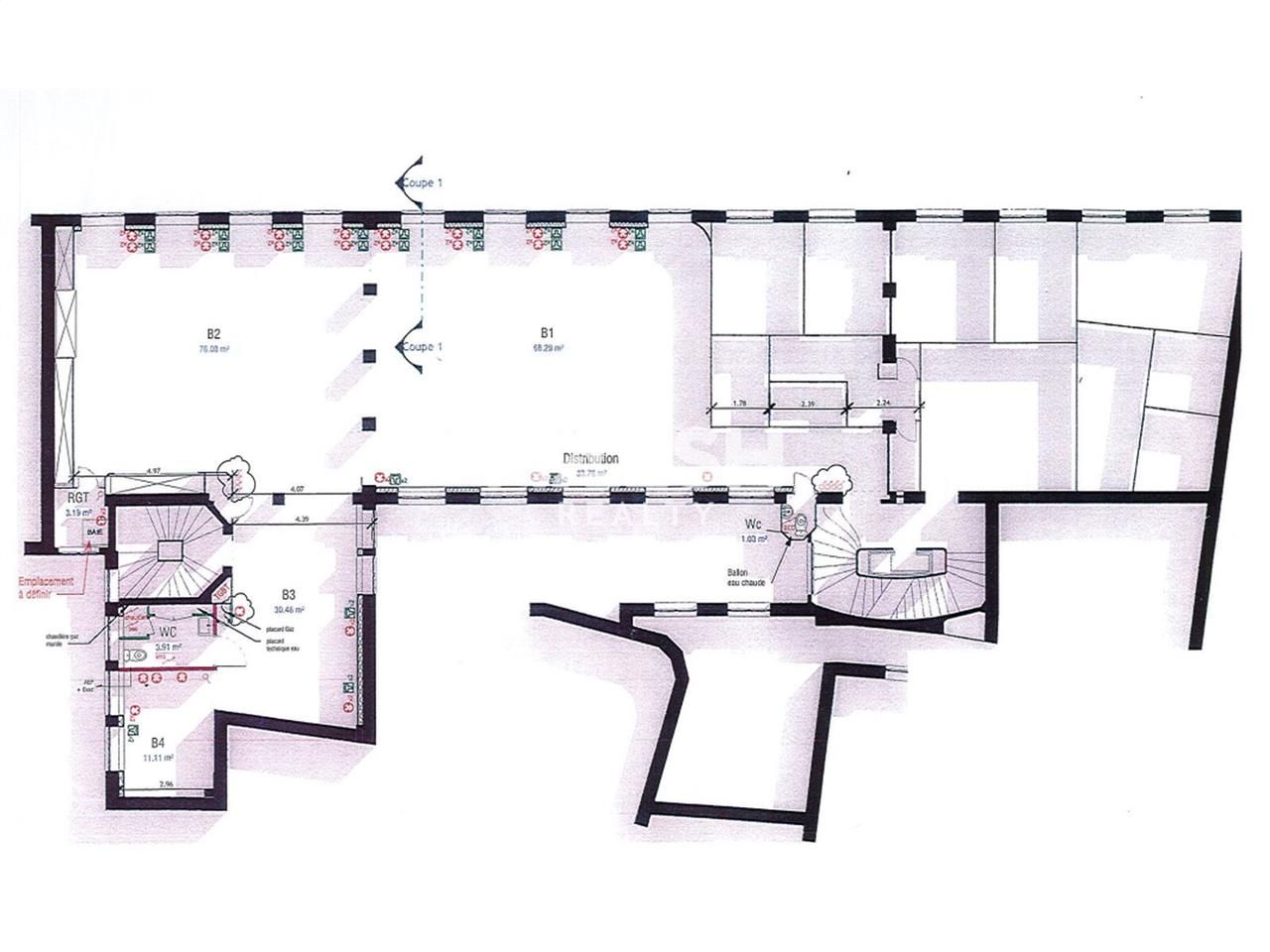 Location bureaux 227 m² non divisibles