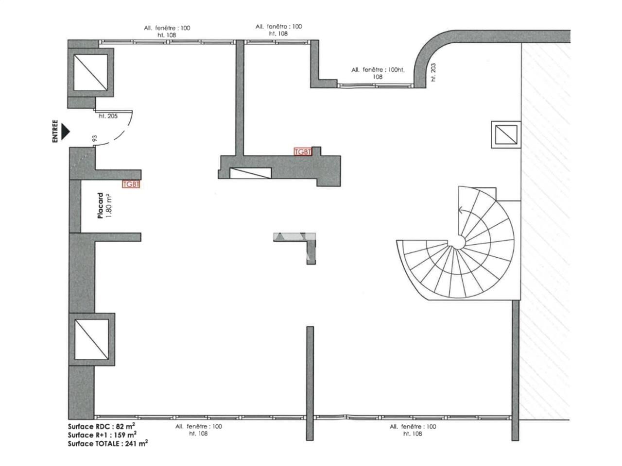Location bureaux 247 m² non divisibles