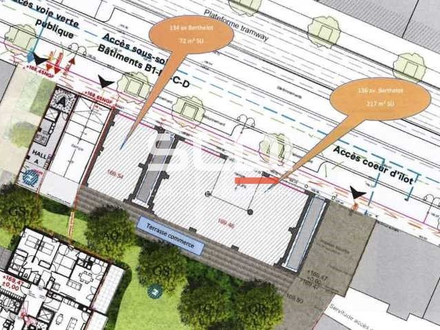 Vente locaux commerciaux 217 m² non divisibles