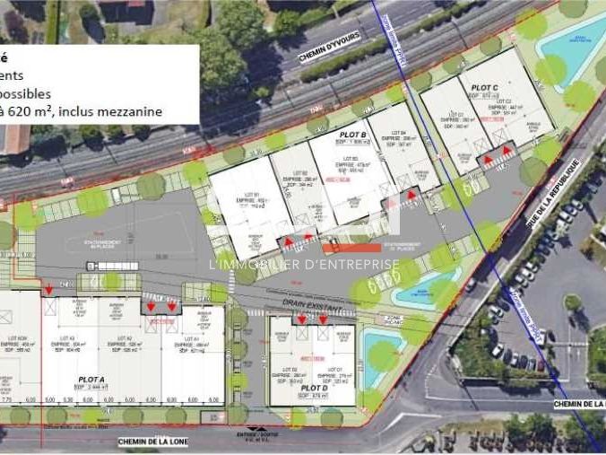 Vente entrepots 2935 m² divisibles à partir de 531 m²