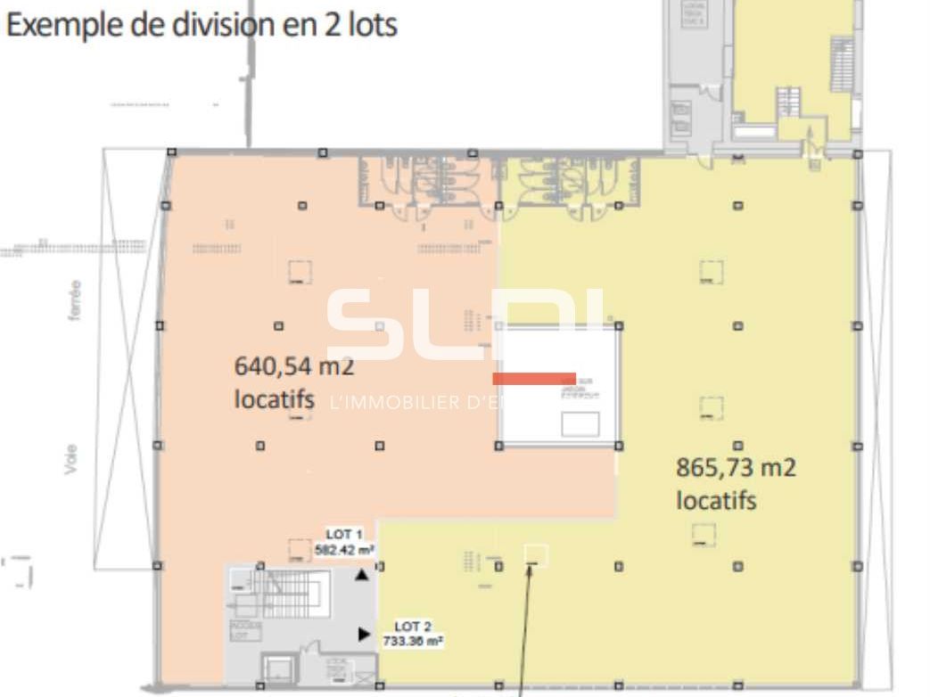 Location bureaux 1483 m² non divisibles