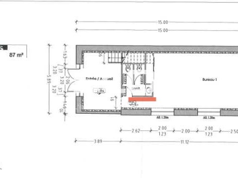 Location bureaux 110 m² non divisibles