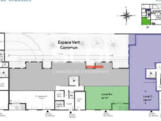 Location locaux commerciaux 347 m² divisibles à partir de 97 m²