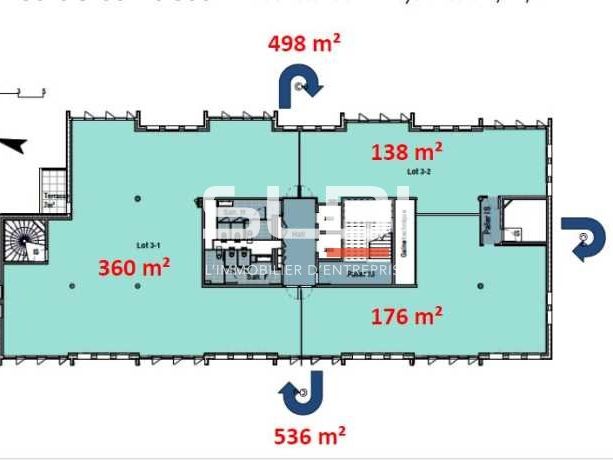 Location bureaux 2412 m² divisibles à partir de 138 m²