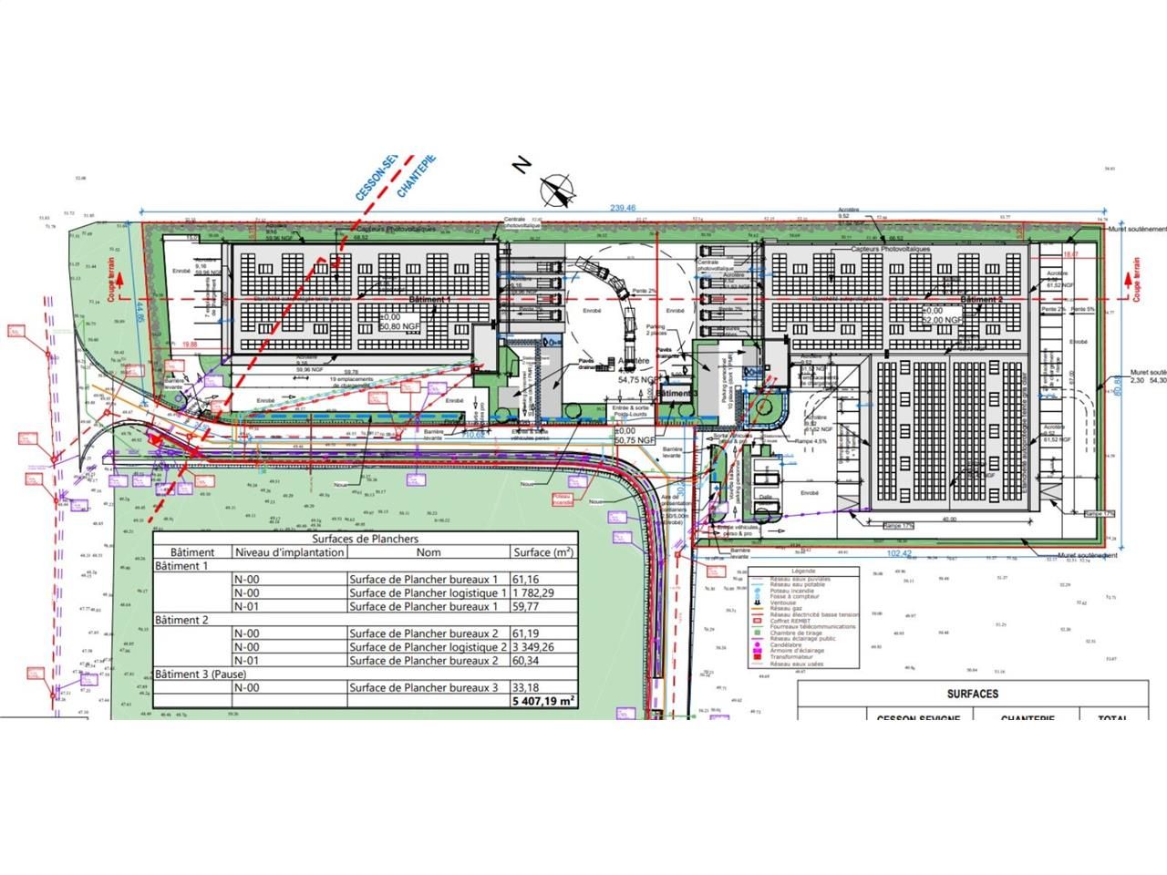 Location entrepots 5407 m² divisibles à partir de 33 m²