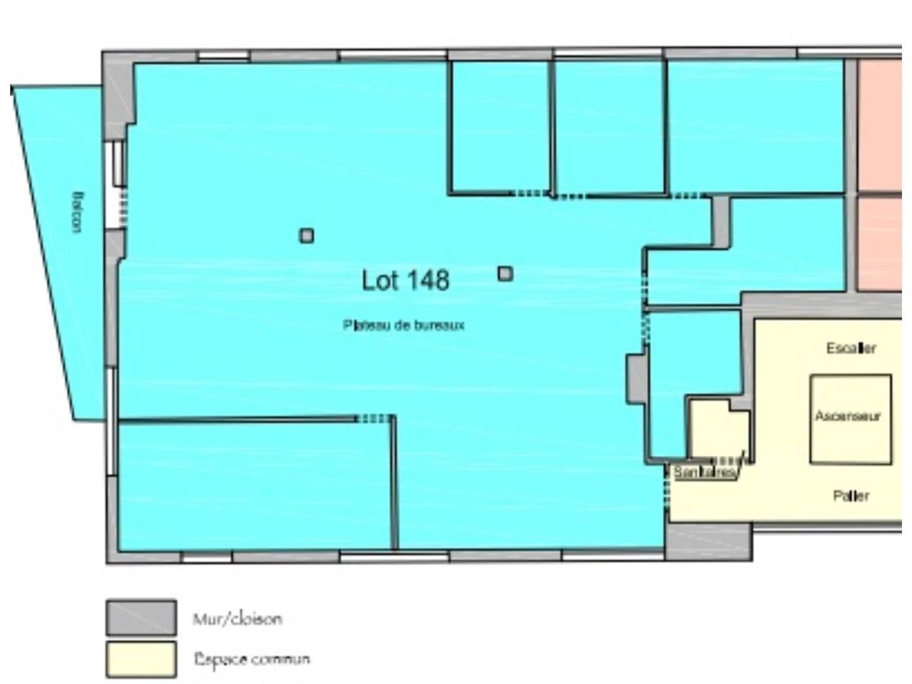 Location bureaux 192 m² non divisibles