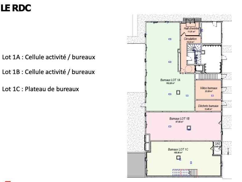 Vente locaux commerciaux 274 m² divisibles à partir de 96 m²