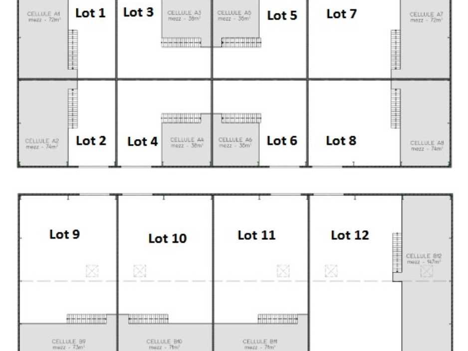 Vente entrepots 2860 m² divisibles à partir de 168 m²