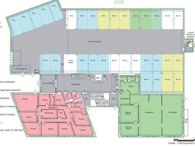 Location bureaux 1233 m² divisibles à partir de 187 m²