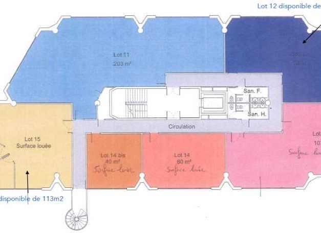 Location bureaux 220 m² divisibles à partir de 107 m²