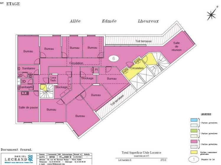 Location bureaux 273 m² non divisibles