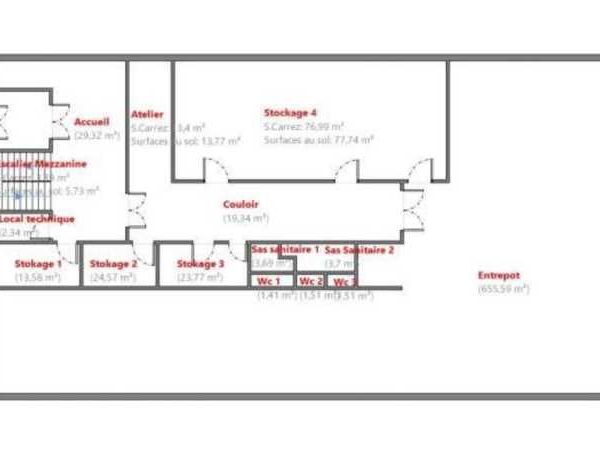 Vente entrepots 1080 m² non divisibles