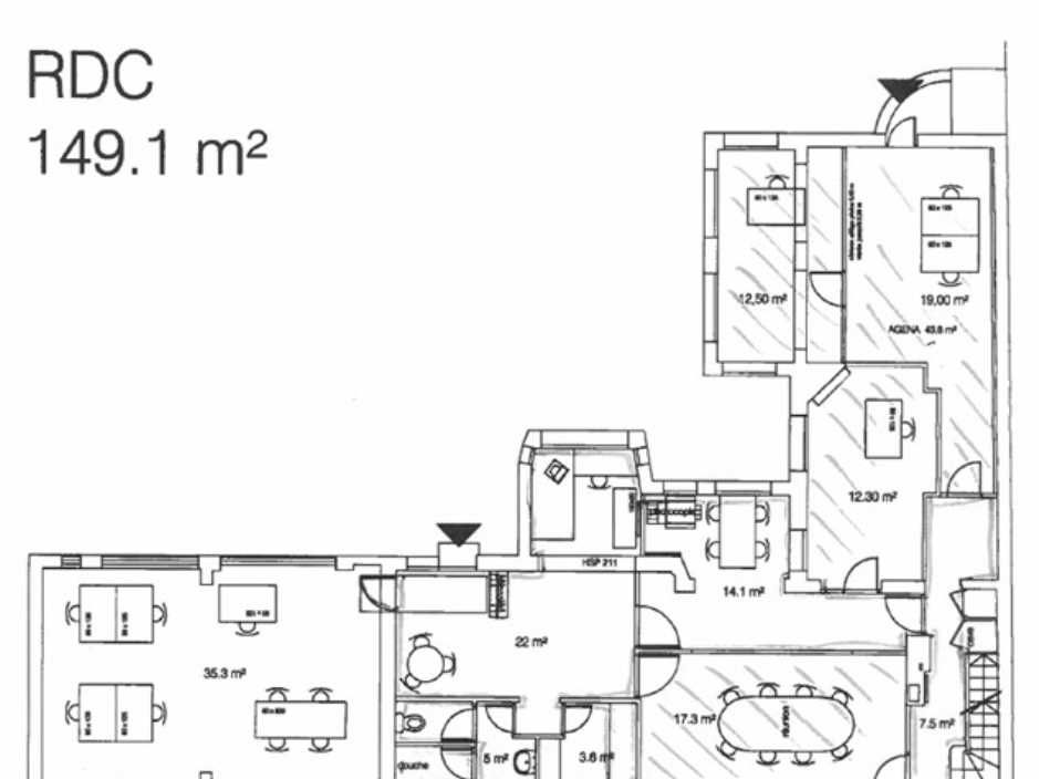 Location bureaux 244 m² non divisibles