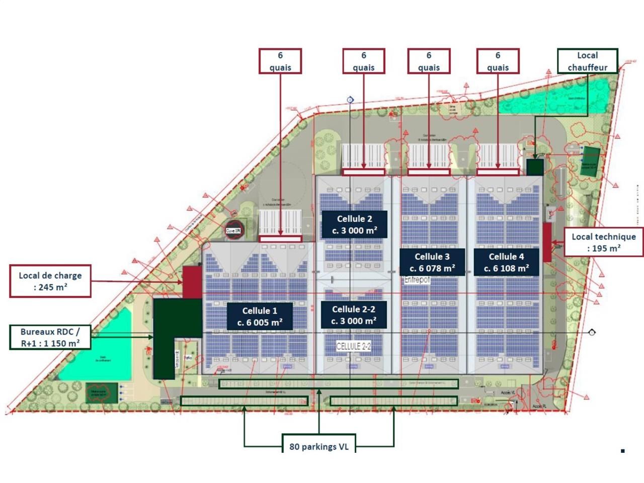 Location entrepots 25900 m² non divisibles