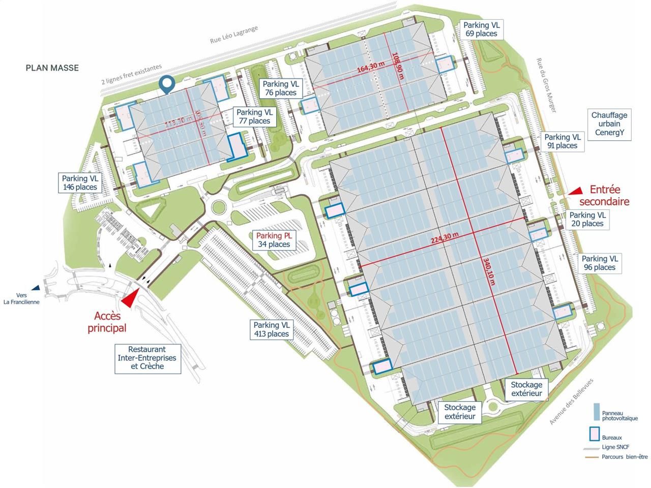 Location entrepots 19605 m² non divisibles