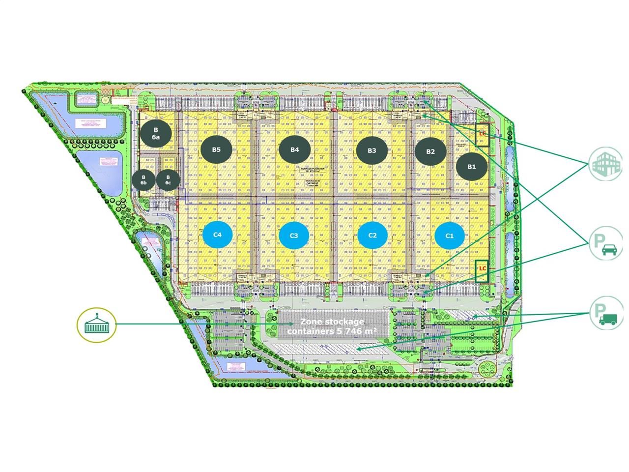 Location entrepots 66698 m² divisibles à partir de 46 m²