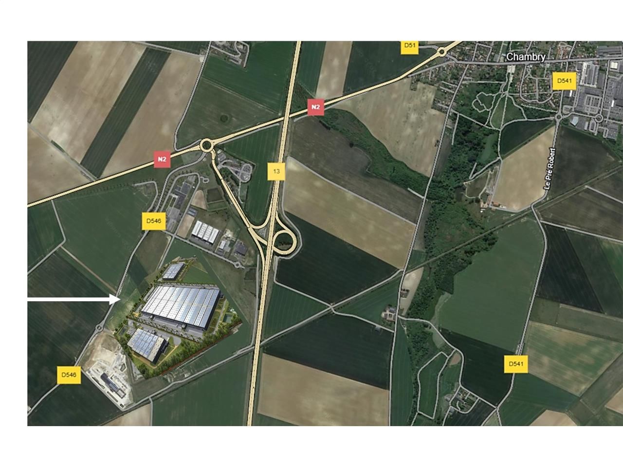 Au croisement de l'autoroute A26 et de la route n