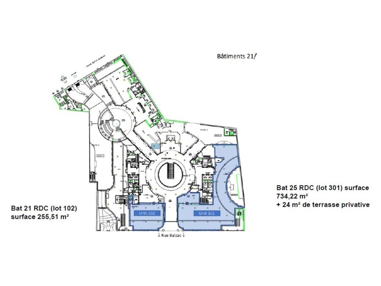 Location bureaux 1740 m² divisibles à partir de 256 m²