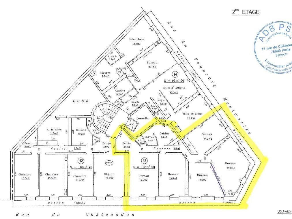 Location bureaux 106 m² non divisibles