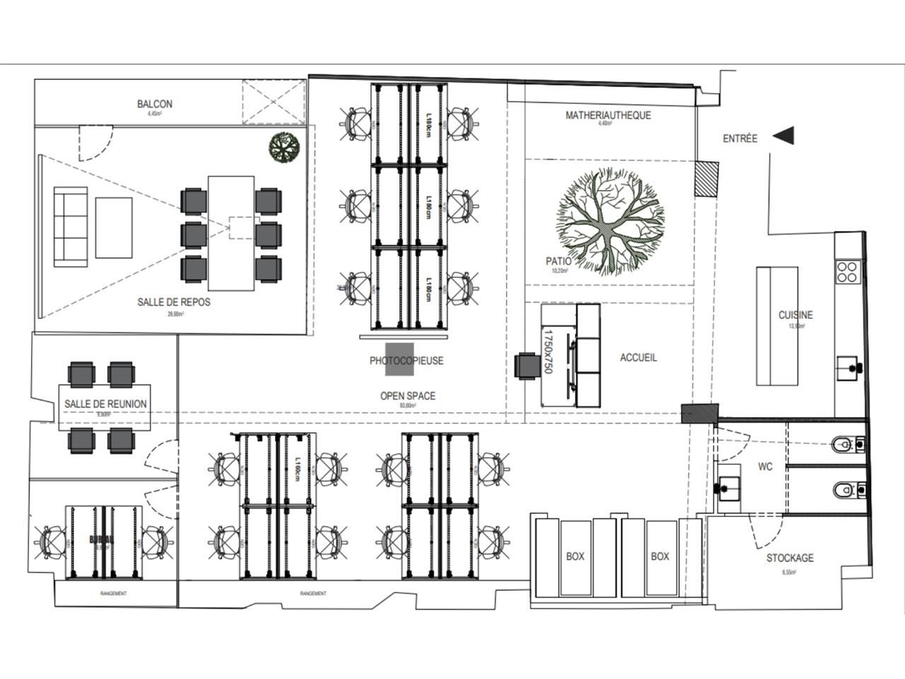 Location bureaux 180 m² non divisibles