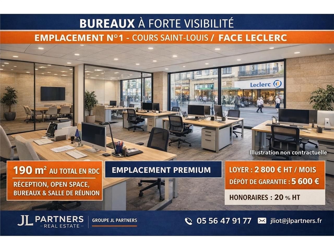 Bureaux axant passant Bordeaux parking en face