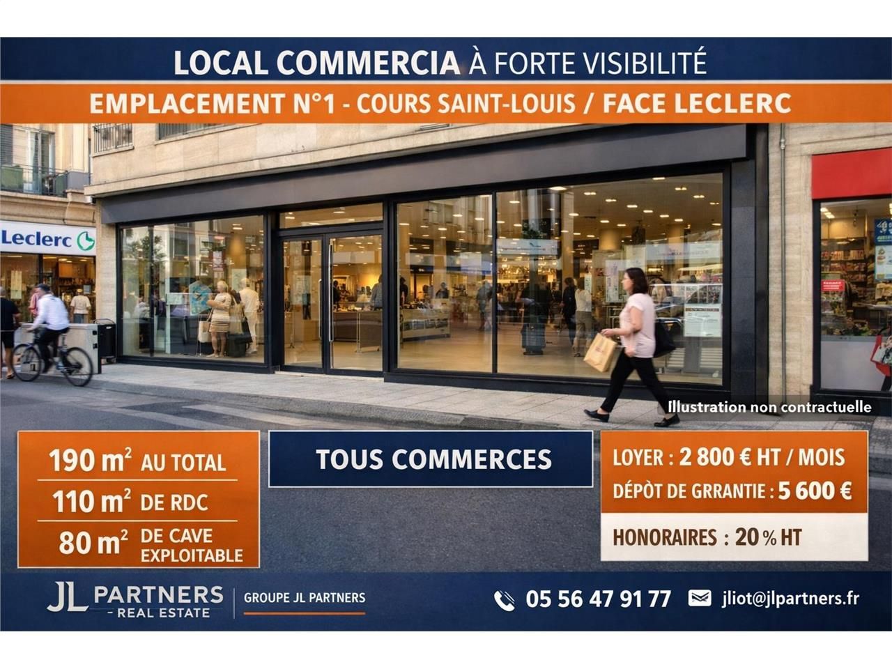 À LOUER LOCAL COMMERCIAL TOUS COMMERCES COURS SAINT LOUIS