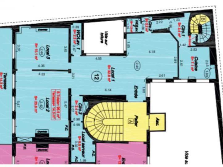 Location bureaux 218 m² non divisibles