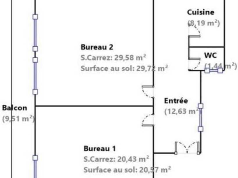 Location bureaux 72 m² non divisibles