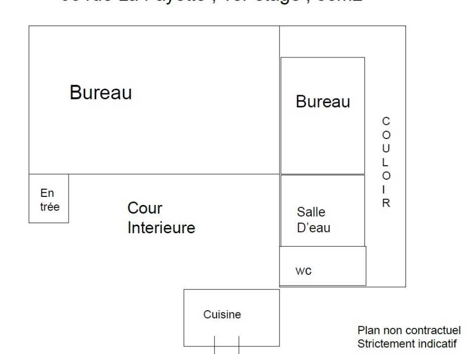 Location bureaux 80 m² non divisibles