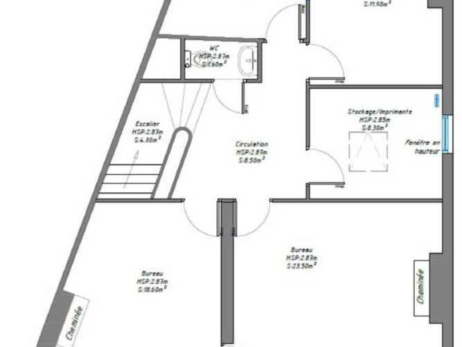Location bureaux 100 m² non divisibles