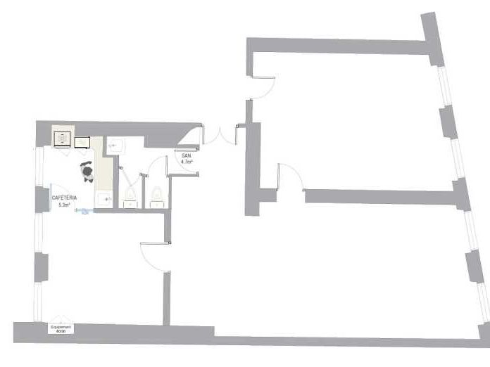 Location bureaux 105 m² non divisibles