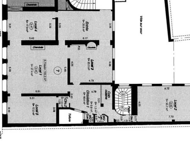 Location bureaux 165 m² non divisibles