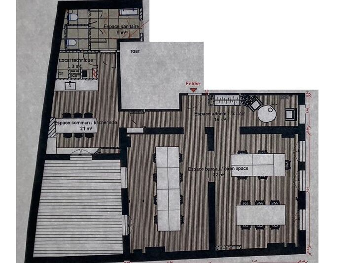 Location bureaux 137 m² non divisibles