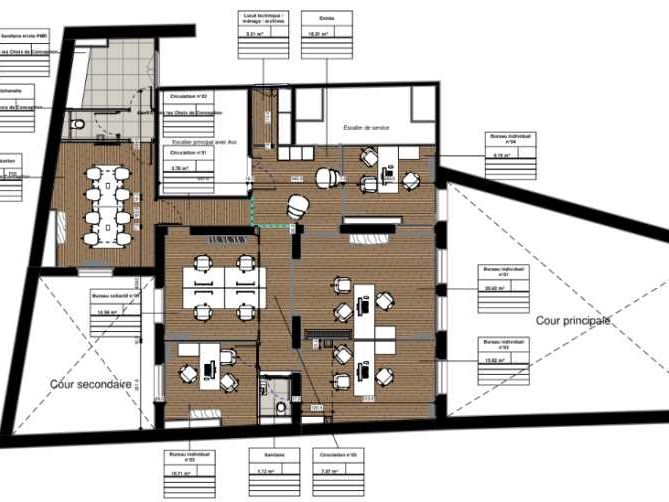 Location bureaux 144 m² non divisibles