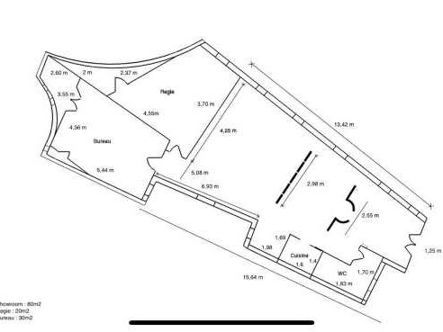 Location bureaux 130 m² non divisibles